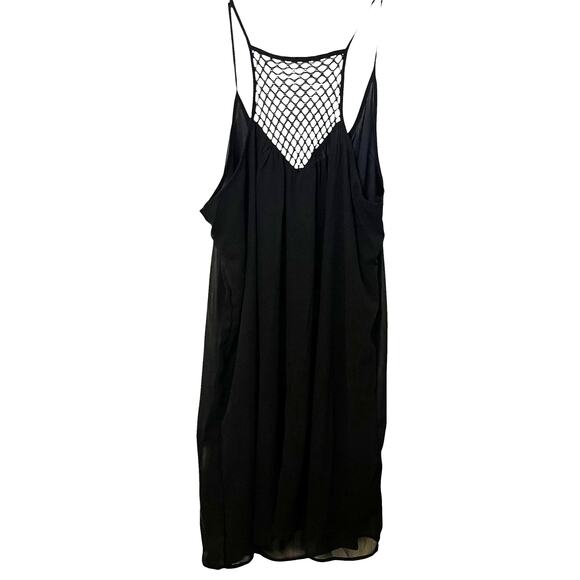 NO MGR. TAG SPAGHETTI STRAP ROUND NECK MIDI TUNIC DRESS, WOMENS, 2XL, BLACK - Picture 1 of 10